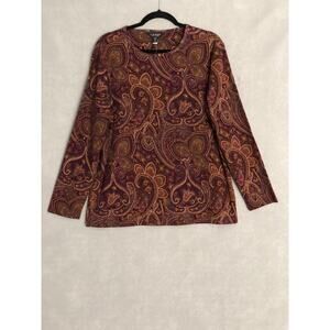 Lauren Ralph Laure Women's 2X Long Sleeve Paisley Print Top NEW